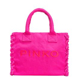 Pinko Shopper Beach in canvas riciclato Pink Pinko Antique Gold - 1