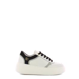 Twin Set Sneakers in pelle con dettaglio a contrasto Bianco Off White Nero - 1