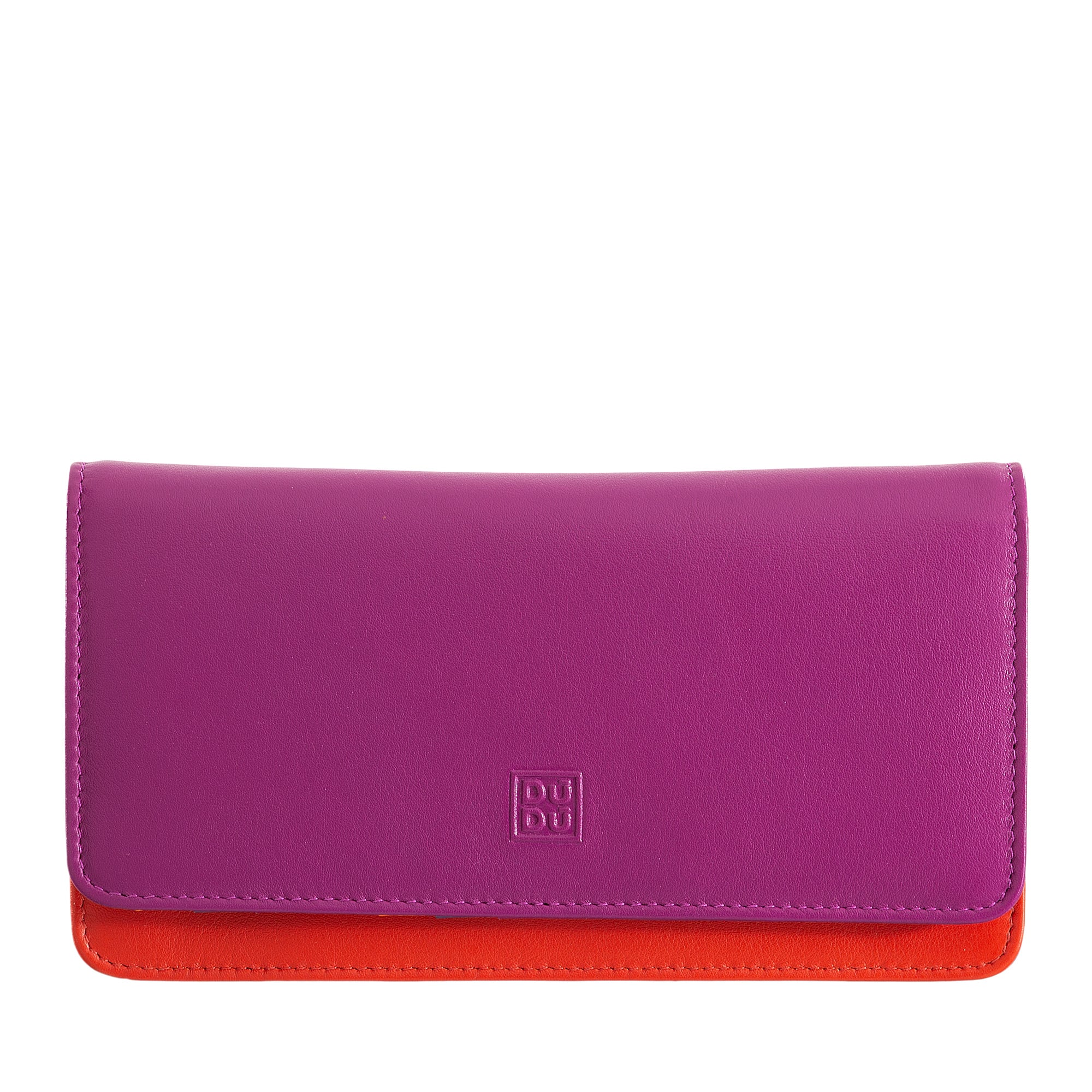 Portafoglio RFID In Pelle Multicolore DUDU - Modello Flavio Fucsia, Con Portamonete Esterno E 8 Tasche Per Carte