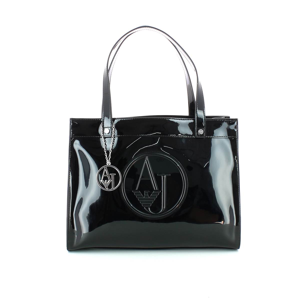 Armani Jeans, Patent Shoulder Bag Embossed Logo AJ | Bagalier.com