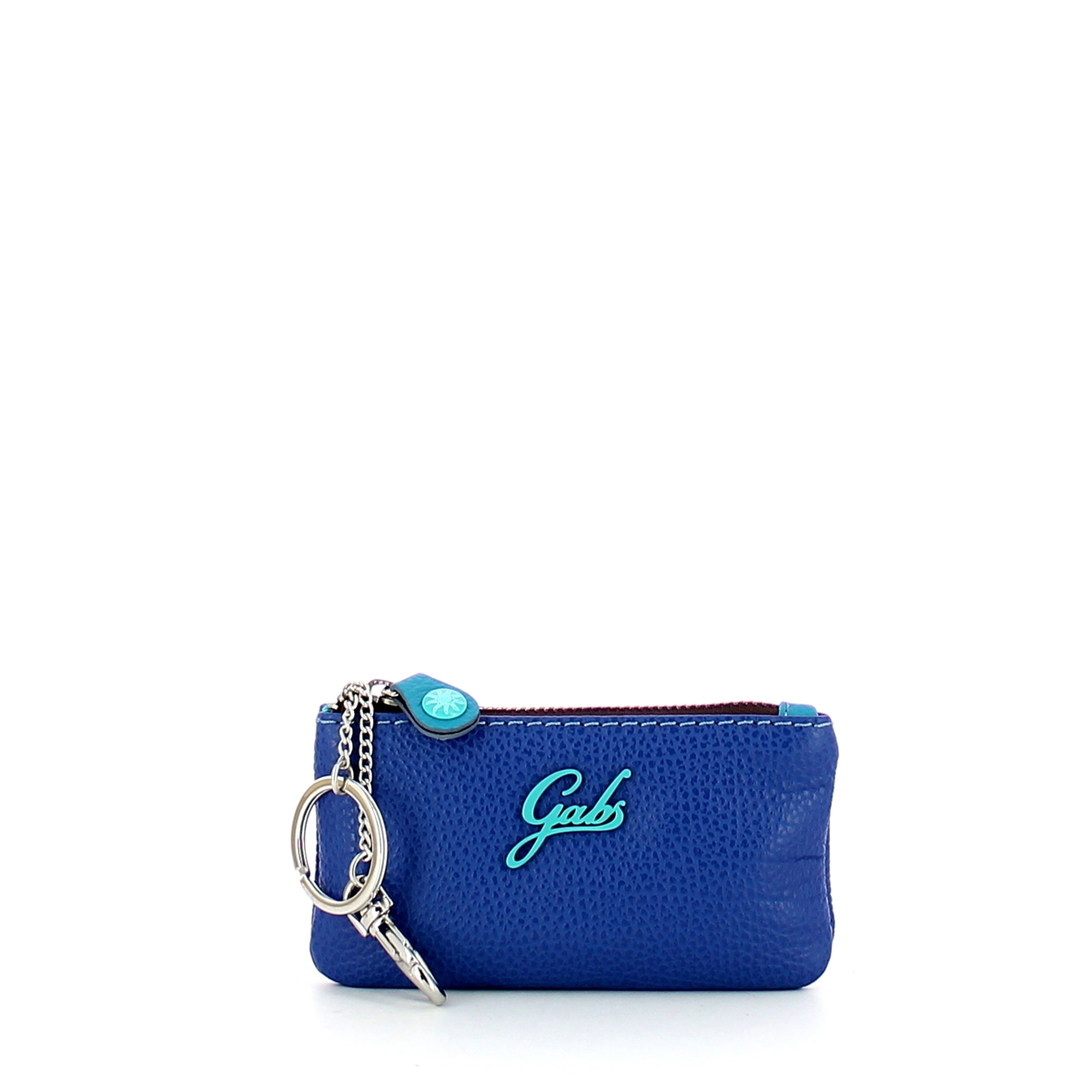 Porte-clés GABS En Cuir Marron Clair Et Métal Turquoise - Accessoire Mode VELA, Neuf Avec étiquettes