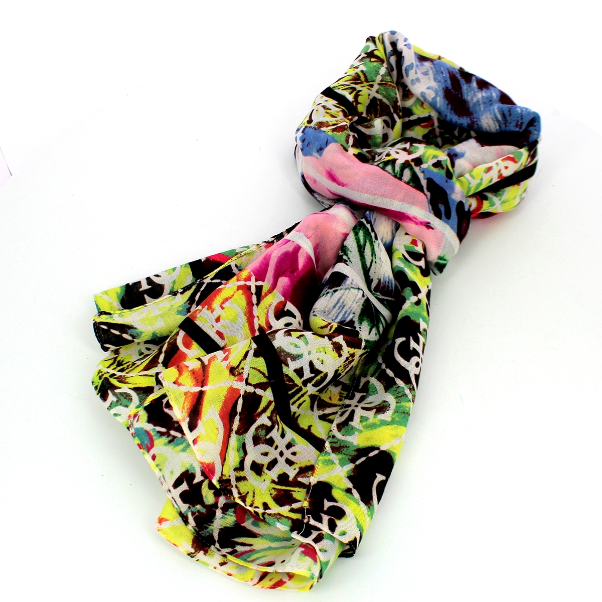 Foulard Guess En Soie Vintage - 64 X 68 Cm - Couleur Marron - Foulard Carré Ou Bandana