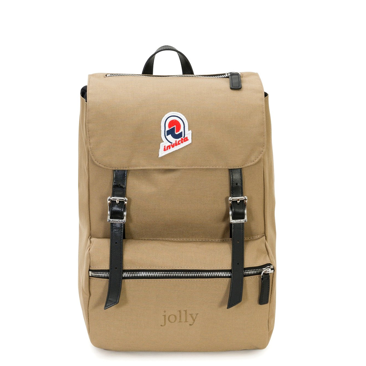 Invicta Jolly Plain Heritage Backpack Tan NWT INVICTA NWT HERITAGE KHAKI JOLLY BACKPACK CANVAS, LEATHER 11  main image 2