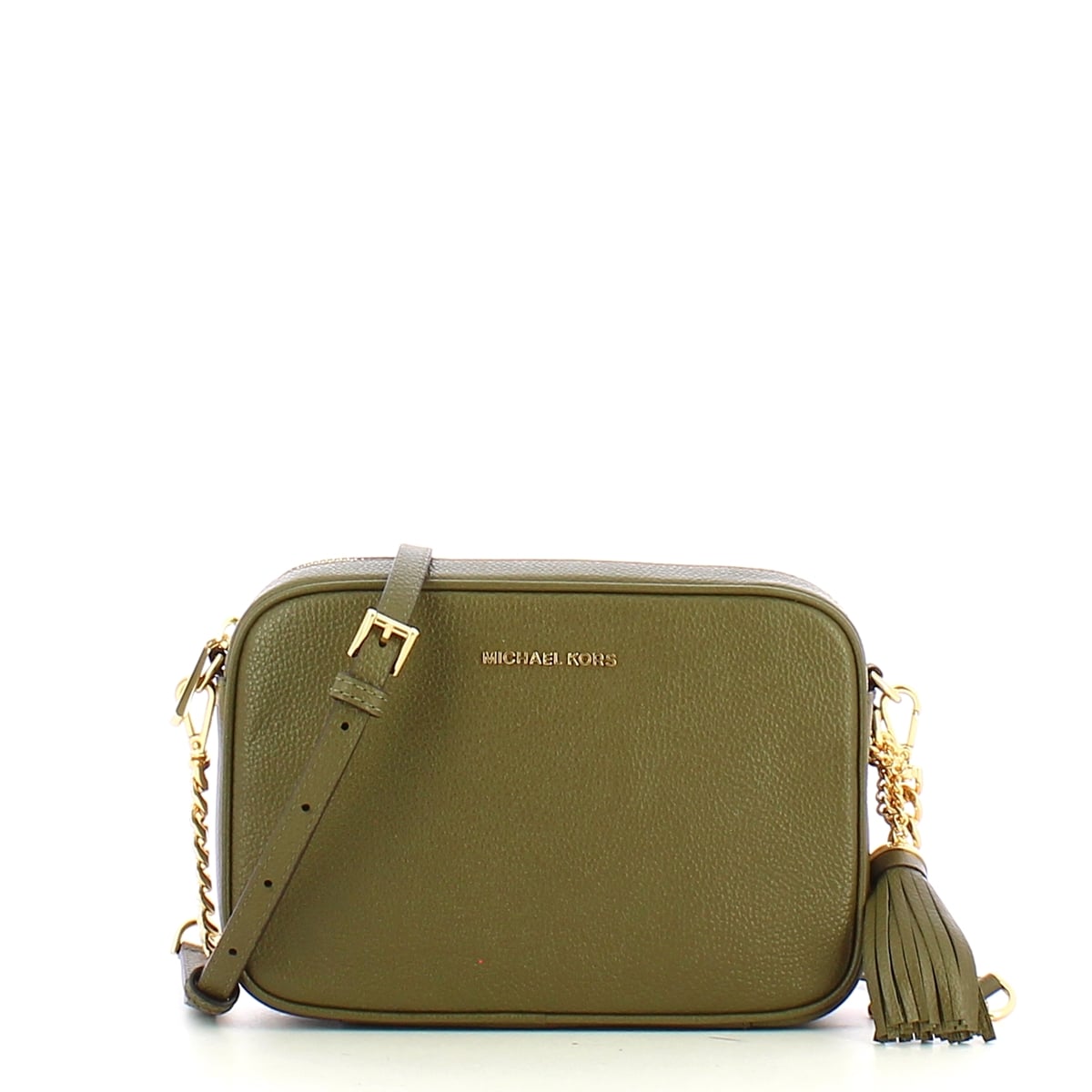 Borsa A Tracolla Michael Kors Media Color Crema Chiaro &ndash; Tracolla Regolabile, Metallo Oro