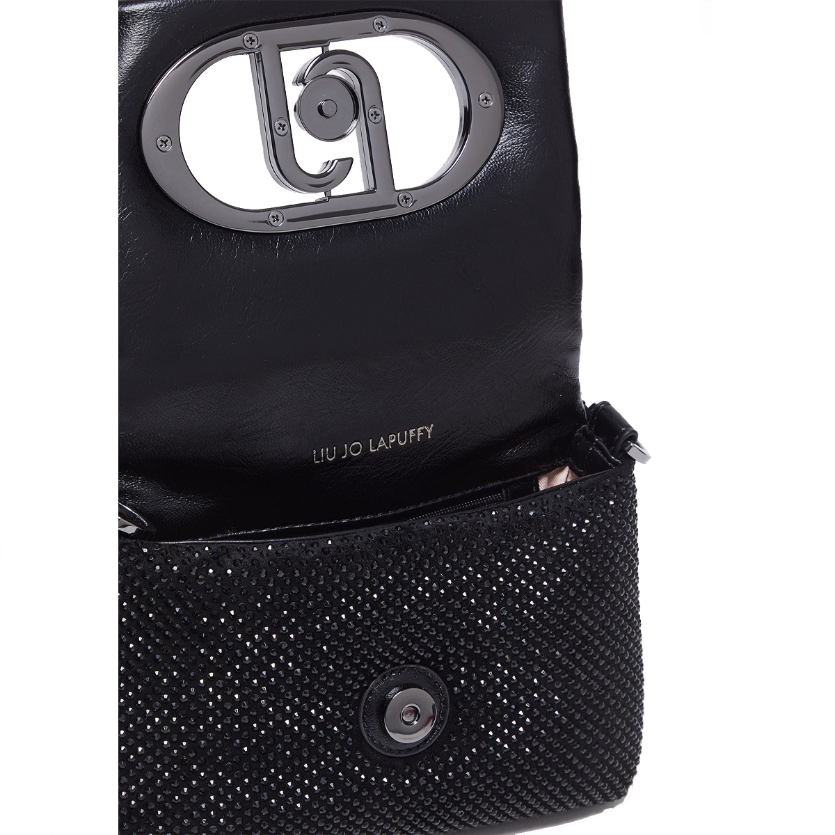 Liu Jo LaPuffy Black Shoulder Bag with rhinestones | Bagalier.com