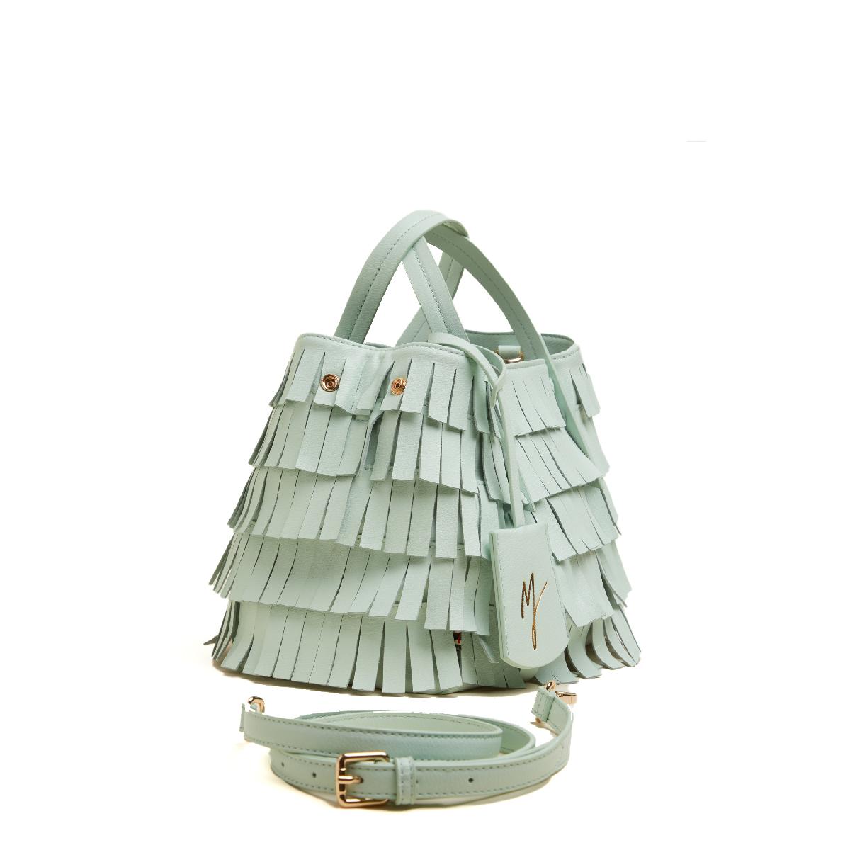 Borsa Tote Con Perline, Design Piuma D'aquila, Colore Verde Acqua. Foderata, Con Zip. Artigianato Guatemala.