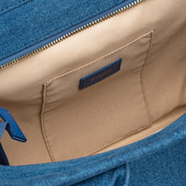 Shopper Beach in canvas riciclato Denim Blu Antique Gold