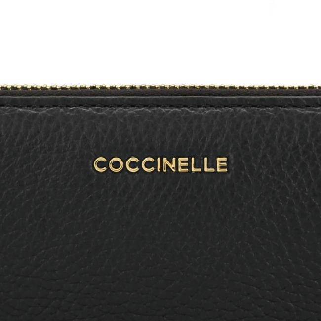 Metallic Soft Large Zip Around Noir Wallet
