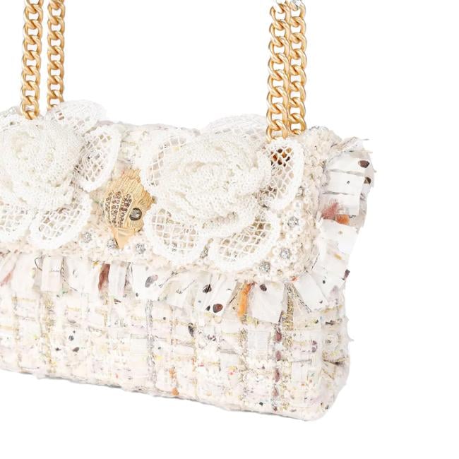 Mini Borsa a tracolla Tweed Bone Comb