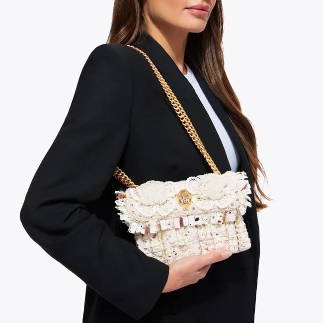 Mini Borsa a tracolla Tweed Bone Comb