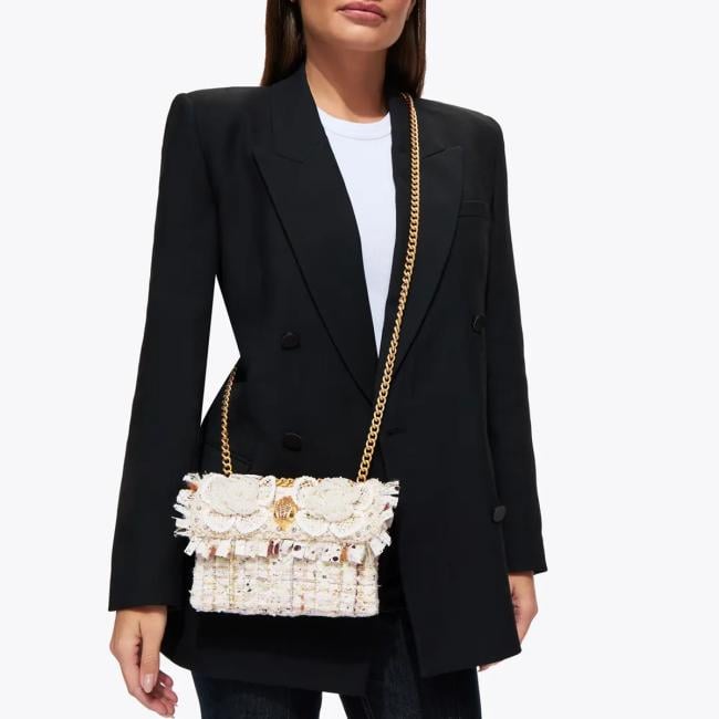 Mini Borsa a tracolla Tweed Bone Comb