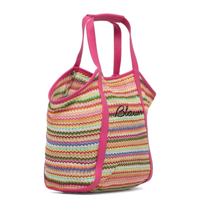Blauer Shopper Shell01 in raffia Rosa - 2