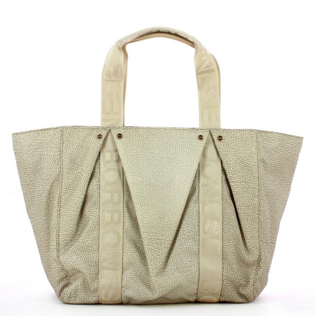 Borbonese Shopping Bag Large in Nylon Riciclato Sabbia - 1
