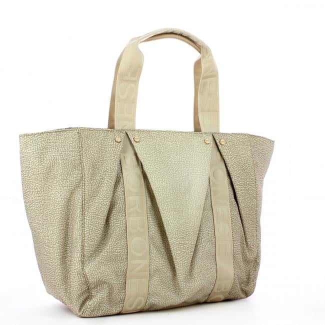 Borbonese Shopping Bag Large in Nylon Riciclato Sabbia - 2