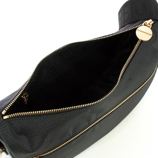 Borbonese Borsa Luna Bag Small con taschino in Nylon Riciclato Dark Black - 4