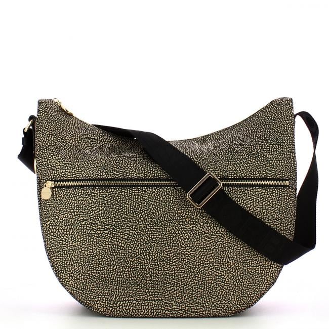 Borbonese Borsa Luna Bag Medium con taschino in Nylon Riciclato OP Naturale Nero - 1