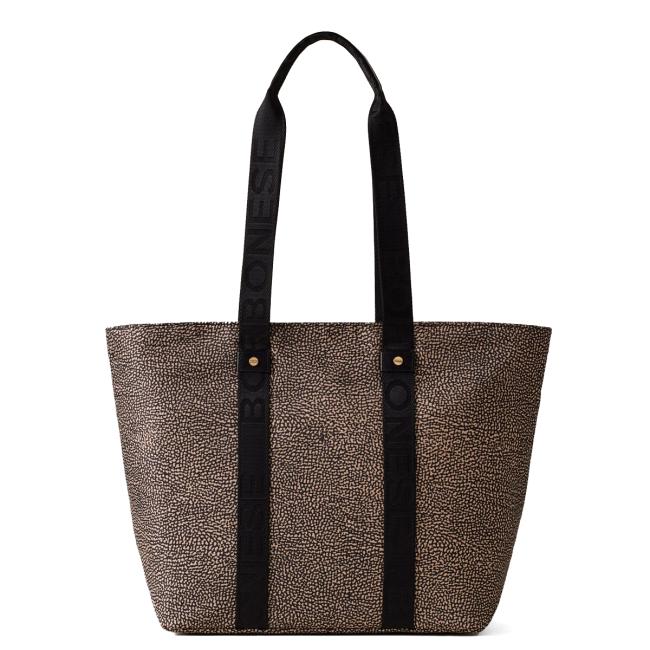 Borbonese Shopper Eco Line Medium OP Naturale Nero - 1