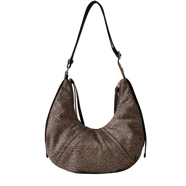 Borbonese Borsa Hobo Small OP Naturale Nero - 3