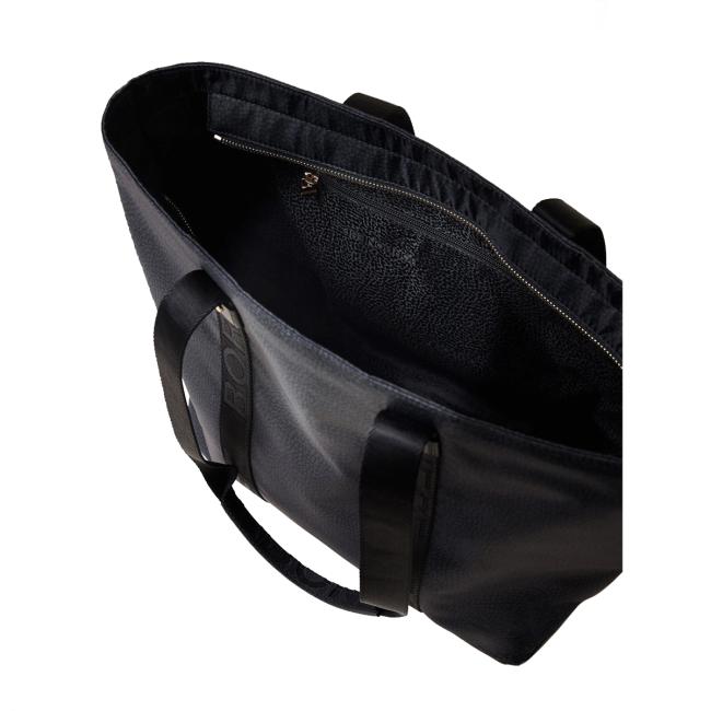 Borbonese Shopper Eco Line Medium Dark Black - 5