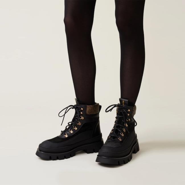 Borbonese Combat Boot Pedula Nero OP Naturale - 2