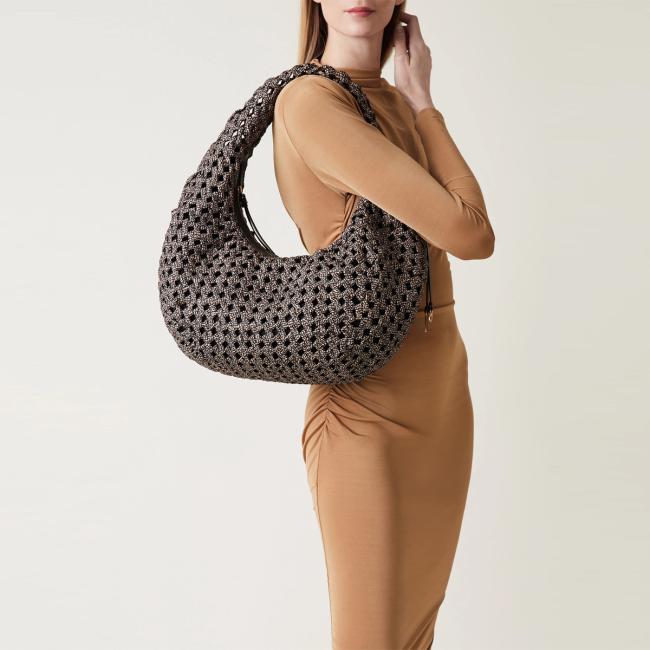Borbonese Hobo La Nido Medium OP Naturale Nero - 2
