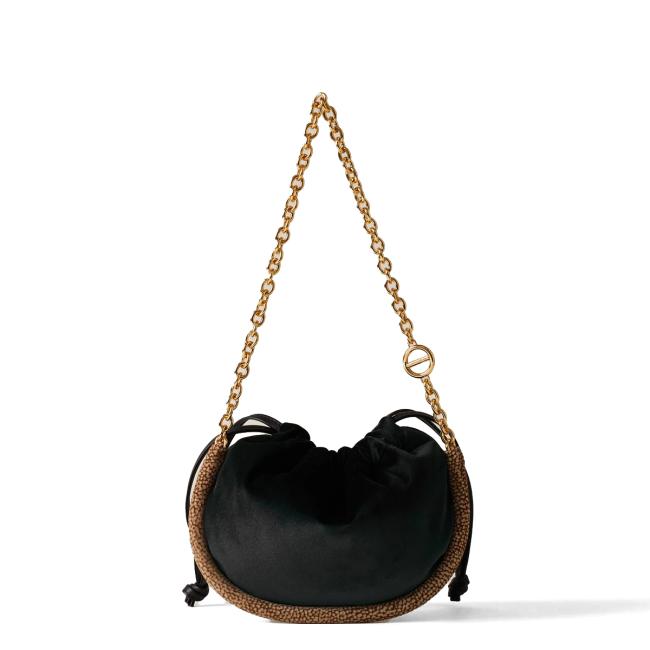Borbonese Mini Borsa Coquille Nero OP Naturale - 3