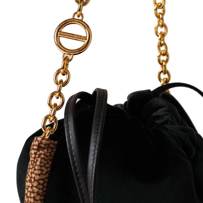Borbonese Mini Borsa Coquille Nero OP Naturale - 4