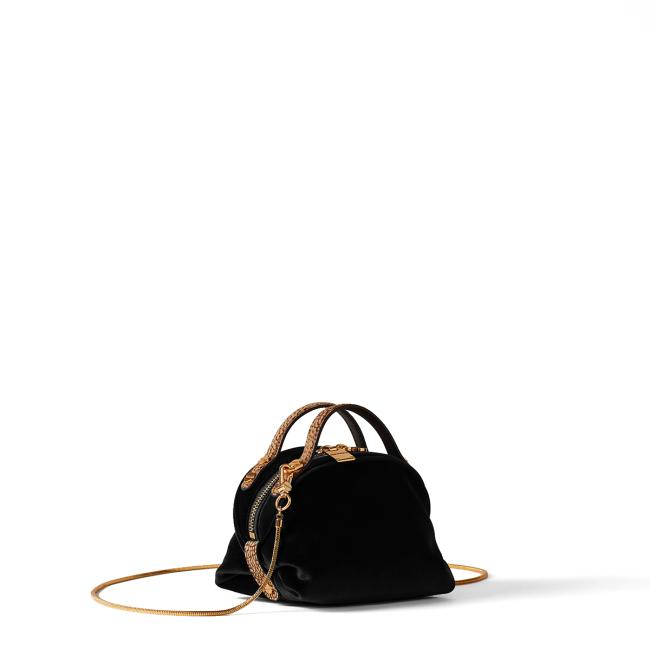Borbonese Mini Sexy Bag in velluto Nero OP Naturale - 2