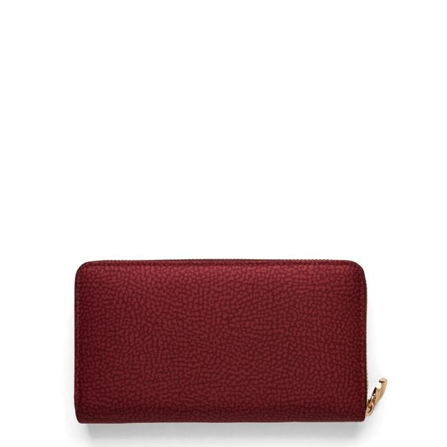 Borbonese Portafoglio RFID in Nylon Riciclato Zip Around Merlot - 2
