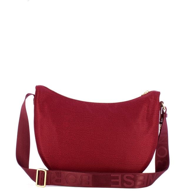 Borbonese Borsa Luna Bag Middle con taschino in Nylon Riciclato Merlot - 3