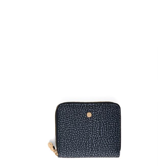 Borbonese Portafoglio Medium RFID in Nylon Riciclato Zip Around Blu Lapis - 1