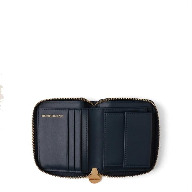 Borbonese Portafoglio Medium RFID in Nylon Riciclato Zip Around Blu Lapis - 3