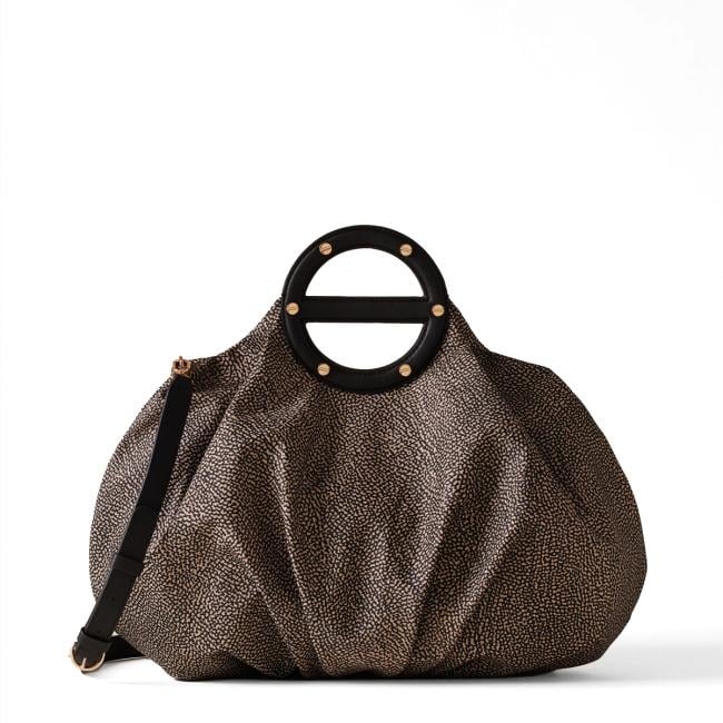 Borbonese Borsa a mano Vis a Vis Medium OP Naturale Nero - 1
