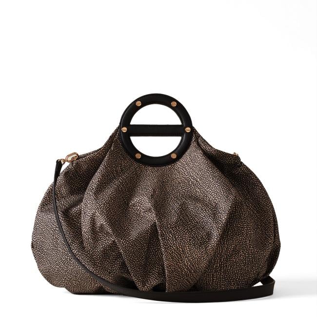 Borbonese Borsa a mano Vis a Vis Medium OP Naturale Nero - 3