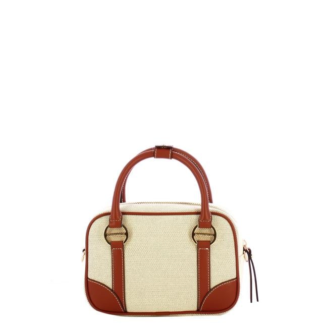 Borbonese Bauletto in tessuto small Beige Cuoio - 3