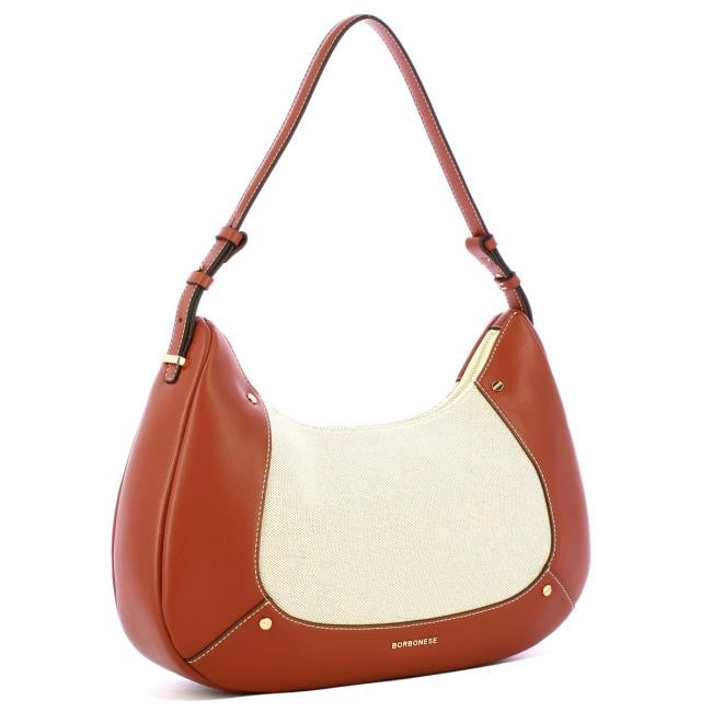 Borbonese Hobo Medium Beige Cuoio - 2