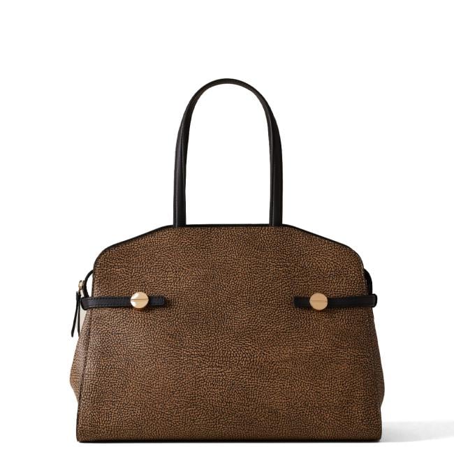 Borbonese Shopping Gemini Medium OP Naturale Nero - 1
