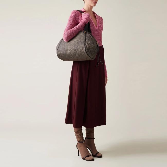 Borbonese Shopping Marie Large OP Naturale Nero - 6