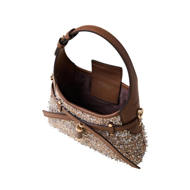 Borbonese Halo Mini Bag Carne Lurex Corteccia - 4