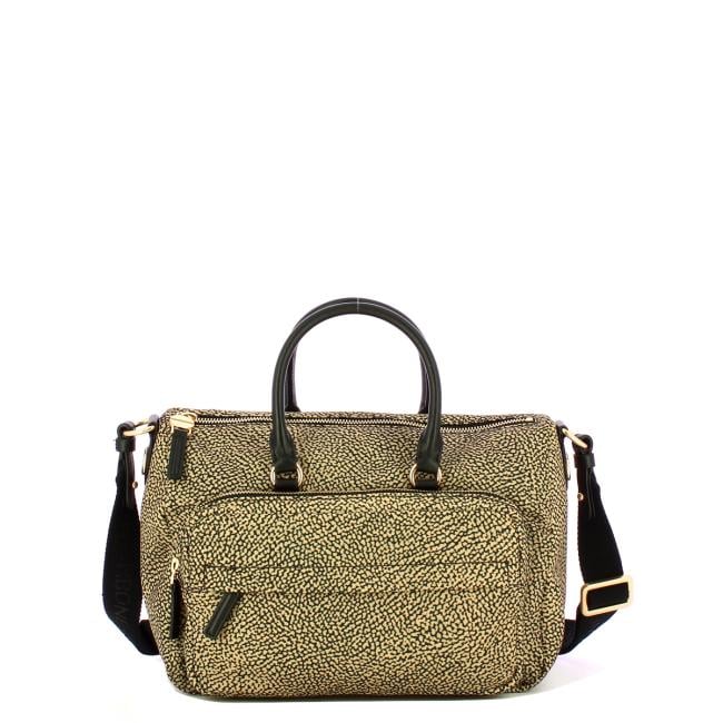 Borbonese Bauletto Medium con tracolla OP Naturale Nero - 1