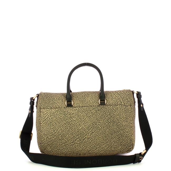 Borbonese Bauletto Medium con tracolla OP Naturale Nero - 3