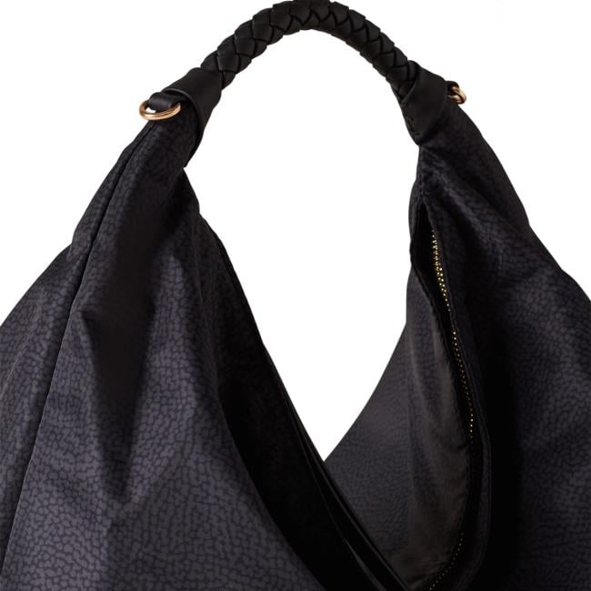 Borbonese Hobo Medium Plie Dark Black - 6