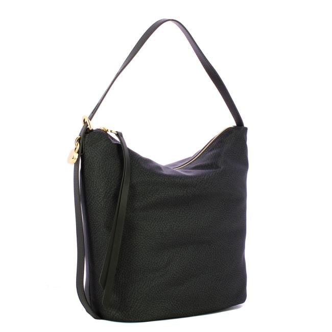 Borbonese Hobo Bag Prive Medium Dark Black - 2