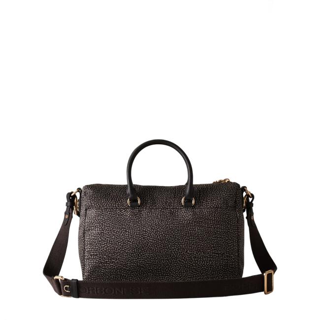 Borbonese Bauletto Medium Catrame Cenere - 3