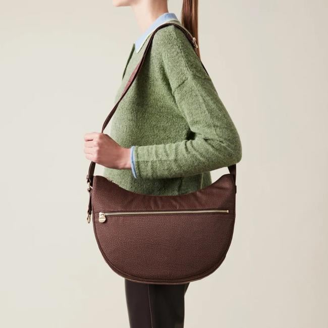 Borbonese Borsa Luna Bag Middle con taschino Noisette - 934108I15038 - 2