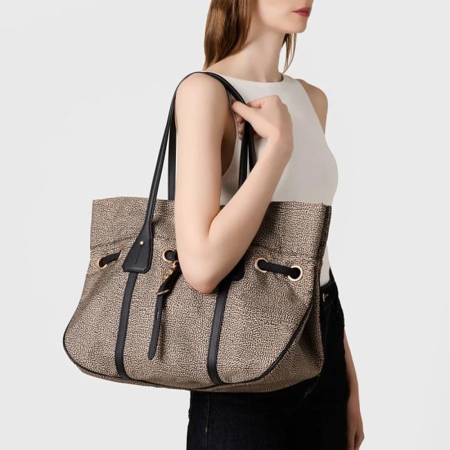 Borbonese Prive shopping large OP Naturale Nero - 91010230AH1M32 - 2