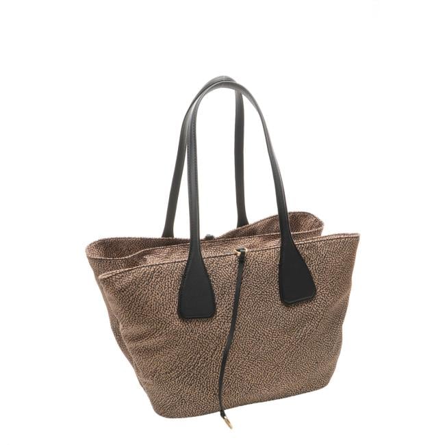 Borbonese Borsa a spalla Vis a Vis Medium OP Naturale Nero - 91010213AH1X11 - 2