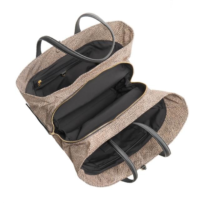 Borbonese Borsa a spalla Vis a Vis Medium OP Naturale Nero - 91010213AH1X11 - 3