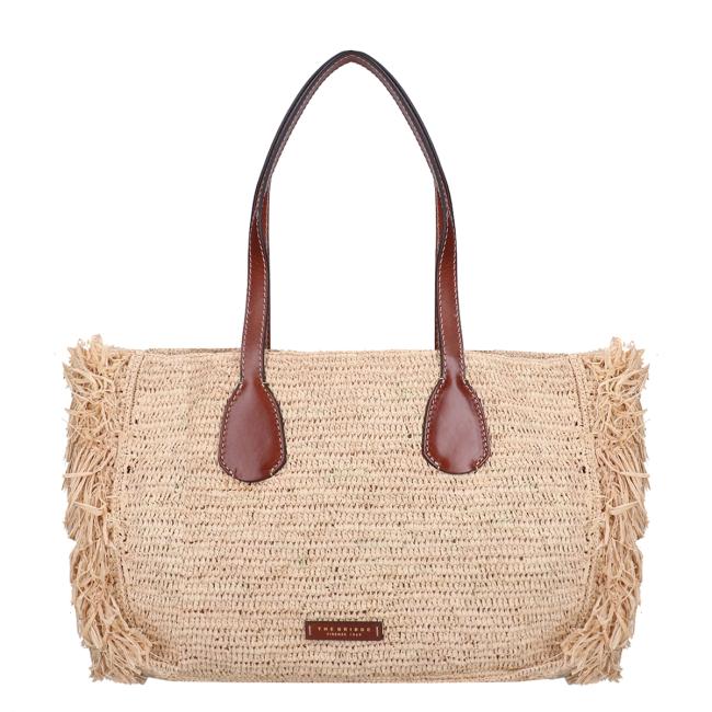The Bridge Shopping Bag Luna in paglia Marrone Oro - 1
