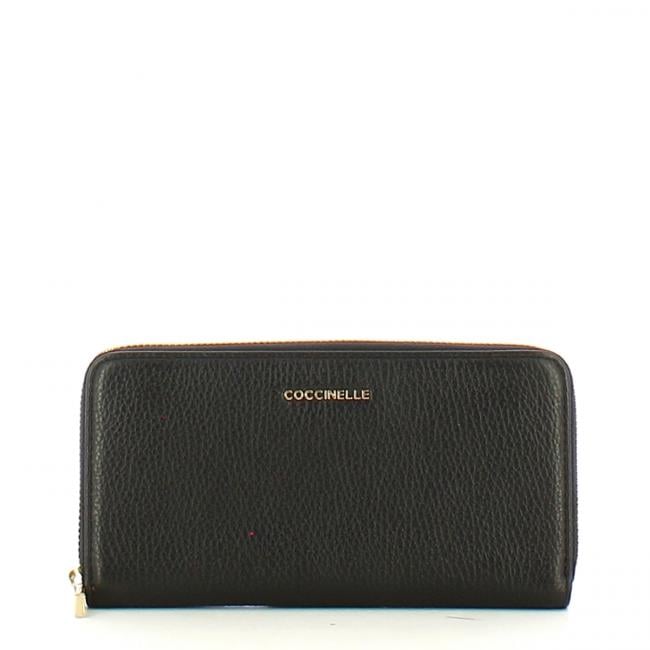 Coccinelle Portafoglio Metallic Soft Zip Around Noir - 1
